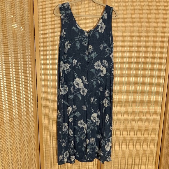 Dress Barn Womens 18W Tropical Print Sleeveless Midi Dress‎ Blue Vacation Beach - Picture 6 of 11